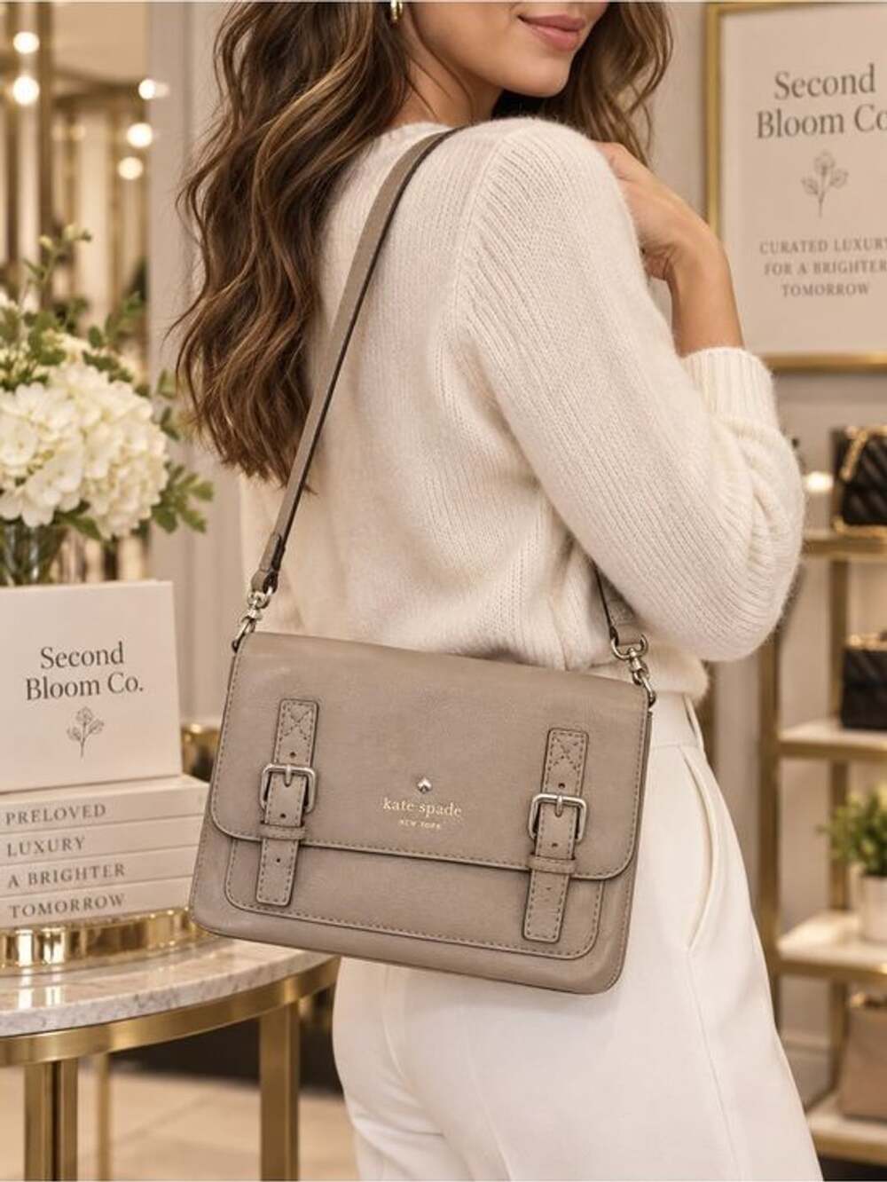 Kate Spade New York Taupe Leather Crossbody Purse ⭐️ - Picture 2 of 7